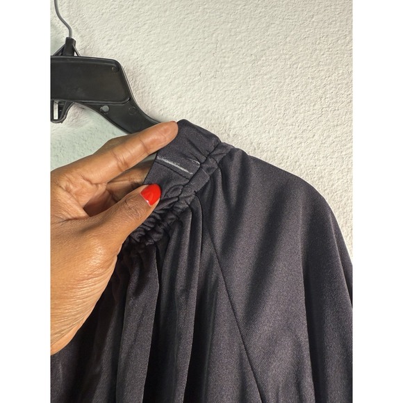 Vtg Black Midi Dress Ruffles Ruched Bodice By Robert David Morton Off Shoulder - Picture 8 of 11